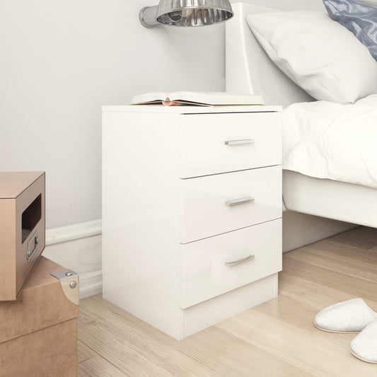 Berkfield Bedside Cabinet High Gloss White 38x35x56 cm Engineered Wood
