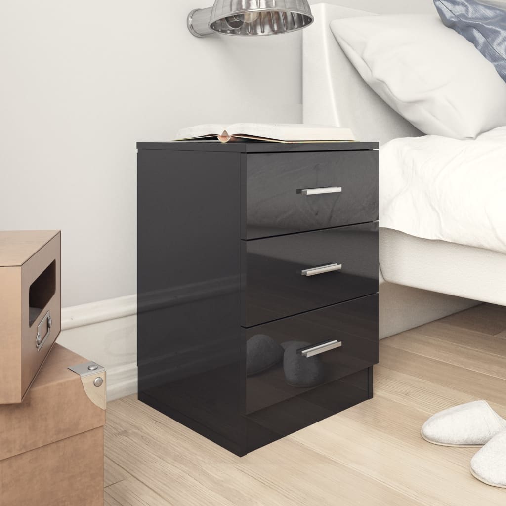 Berkfield Bedside Cabinet High Gloss Black 38x35x56 cm Engineered Wood