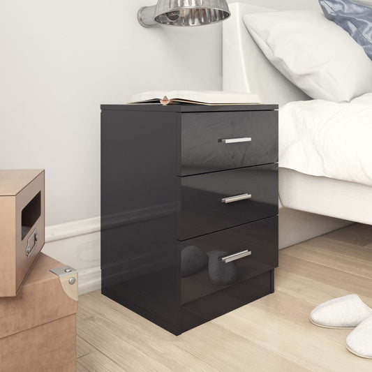 Berkfield Bedside Cabinet High Gloss Black 38x35x56 cm Engineered Wood