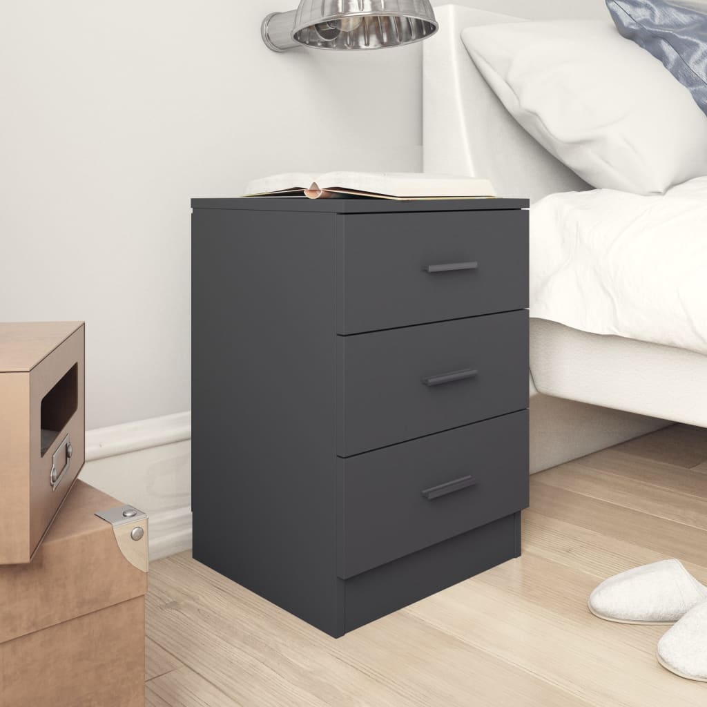 Berkfield Bedside Cabinet High Gloss Grey 38x35x56 cm Engineered Wood