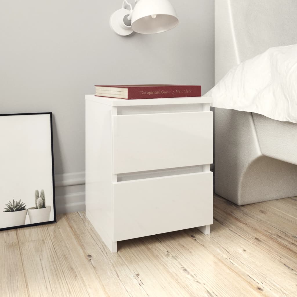 Berkfield Bedside Cabinets 2 pcs High Gloss White 30x30x40 cm Engineered Wood