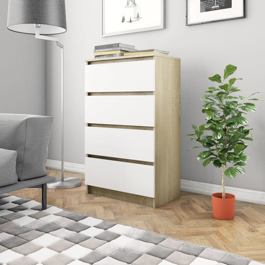 Berkfield Sideboard White and Sonoma Oak 60x35x98.5 cm Engineered Wood