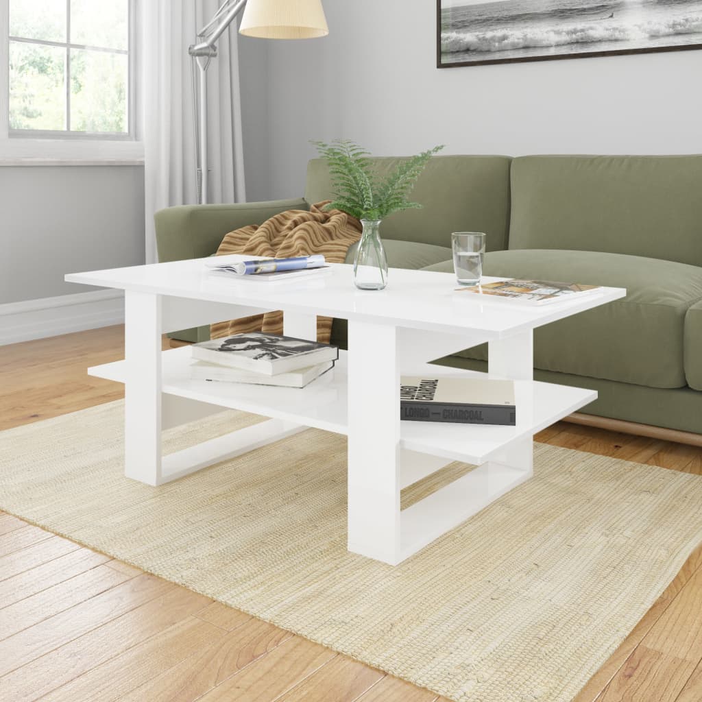 Berkfield Coffee Table High Gloss White 110x55x42 cm Engineered Wood