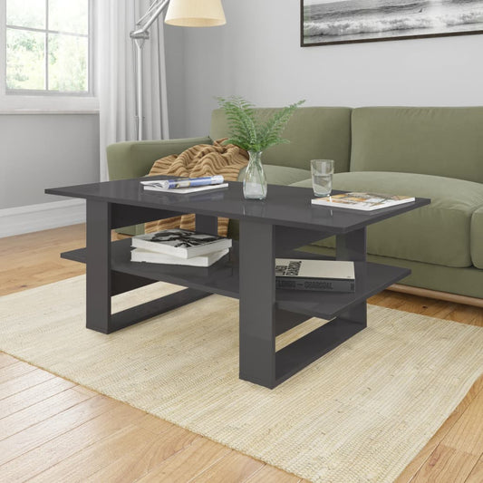Berkfield Coffee Table High Gloss Grey 110x55x42 cm Engineered Wood