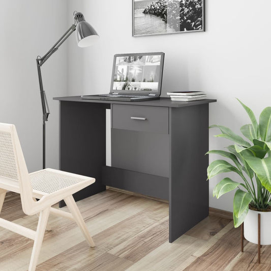 Berkfield Desk High Gloss Grey 100x50x76 cm Engineered Wood
