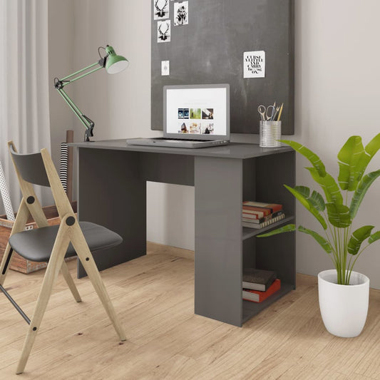 Berkfield Desk High Gloss Grey 110x60x73 cm Engineered Wood