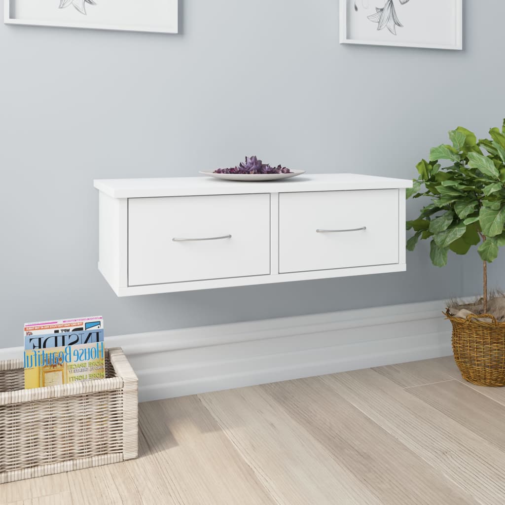 Berkfield Wall-mounted Drawer Shelf White 60x26x18.5 cm Engineered Wood