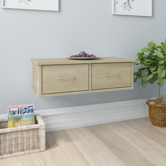 Berkfield Wall-mounted Drawer Shelf Sonoma Oak 60x26x18.5 cm Engineered Wood