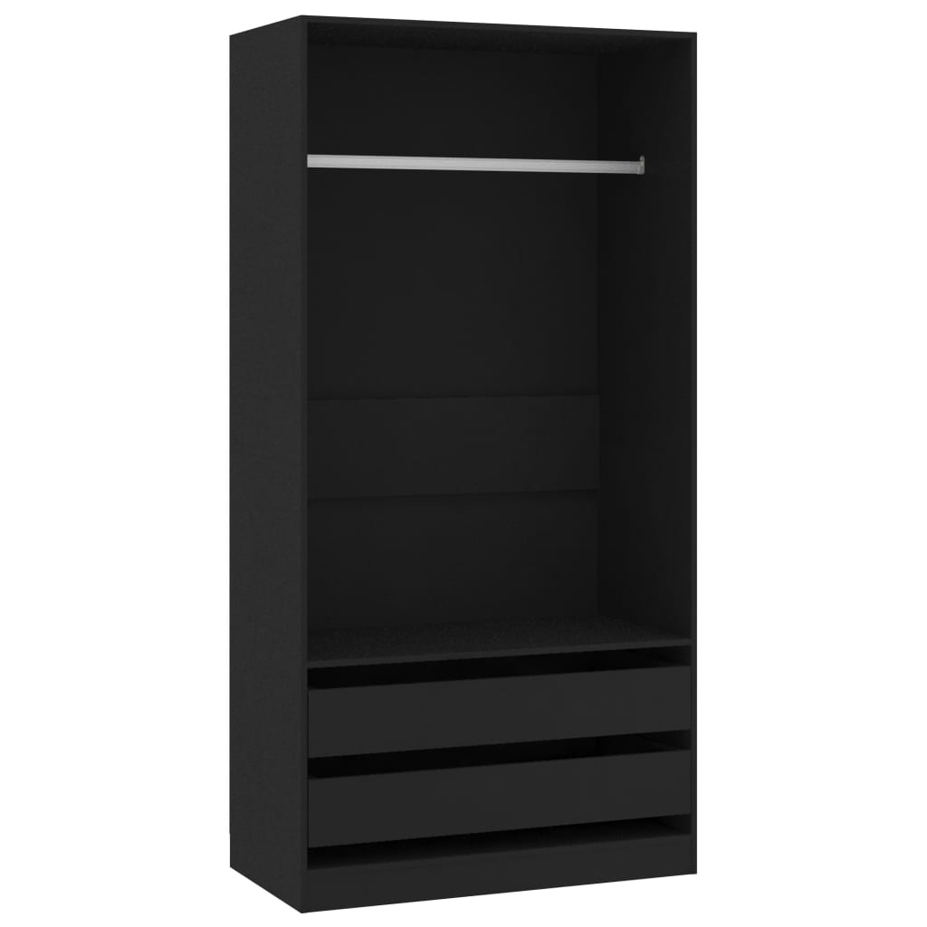 Berkfield Wardrobe Black 100x50x200 cm Engineered Wood