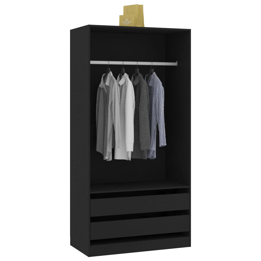 Berkfield Wardrobe Black 100x50x200 cm Engineered Wood
