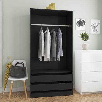 Berkfield Wardrobe Black 100x50x200 cm Engineered Wood