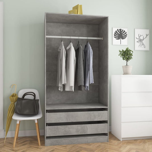 Berkfield Wardrobe Concrete Grey 100x50x200 cm Engineered Wood