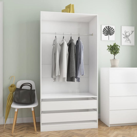 Berkfield Wardrobe High Gloss White 100x50x200 cm Engineered Wood