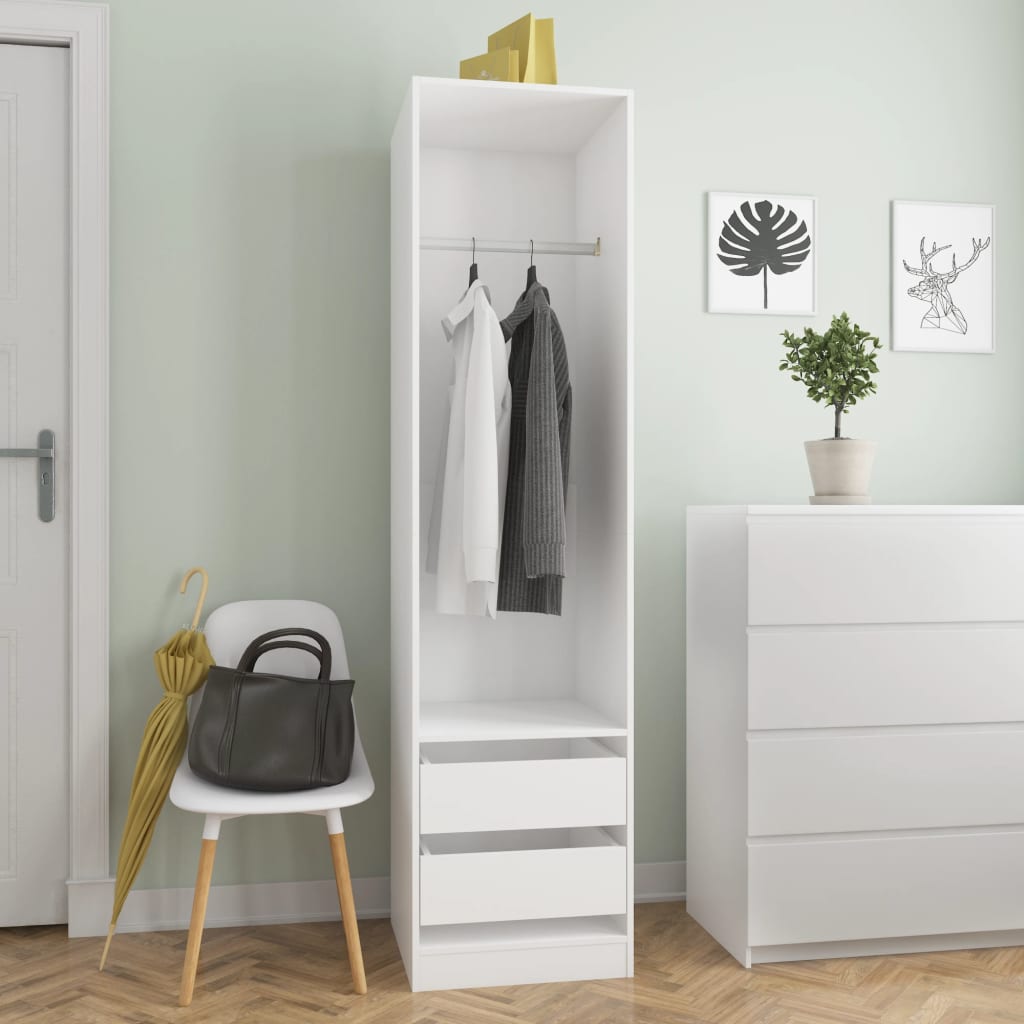Berkfield Wardrobe with Drawers White 50x50x200 cm Engineered Wood