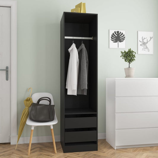 Berkfield Wardrobe with Drawers Black 50x50x200 cm Engineered Wood