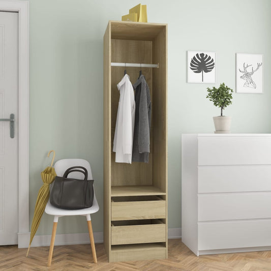 Berkfield Wardrobe with Drawers Sonoma Oak 50x50x200 cm Engineered Wood