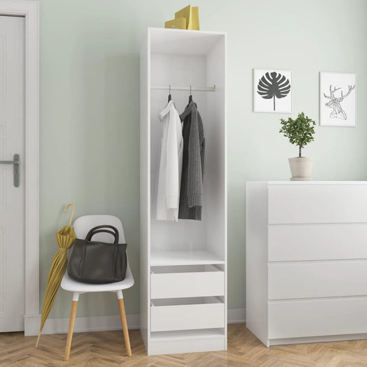 Berkfield Wardrobe with Drawers High Gloss White 50x50x200 cm Engineered Wood