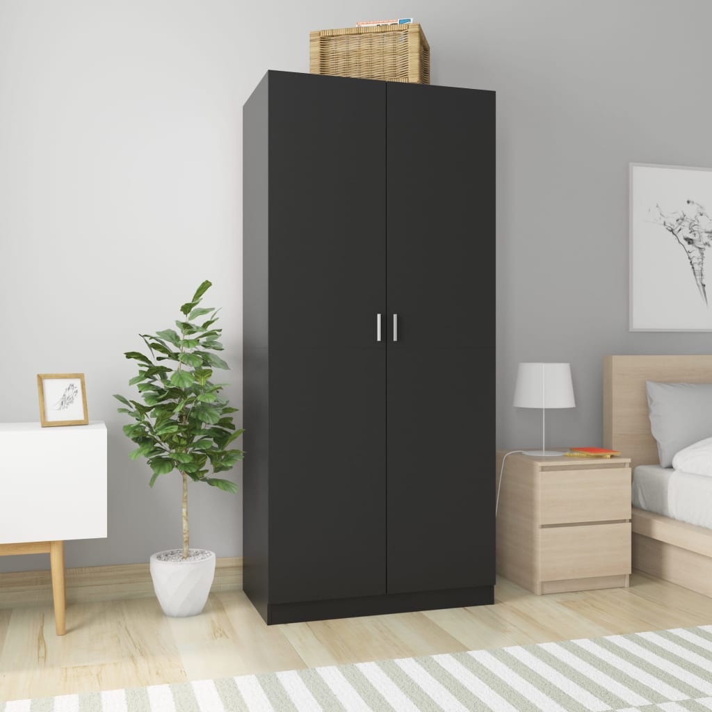 Berkfield Wardrobe Black 90x52x200 cm Engineered Wood