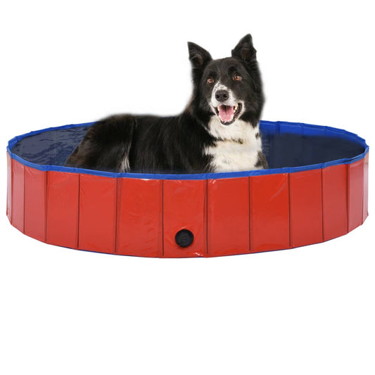 Berkfield Foldable Dog Swimming Pool Red 160x30 cm PVC
