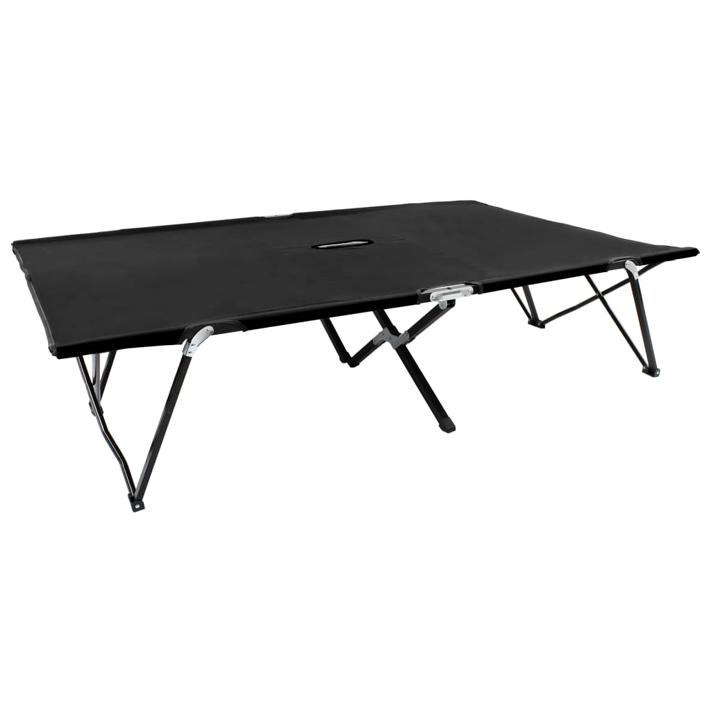 Berkfield Two Person Folding Sun Lounger Black Steel