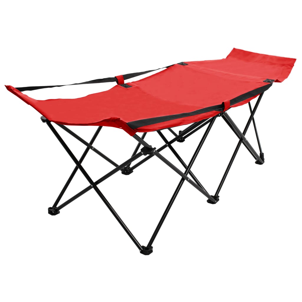 Berkfield Folding Sun Lounger Red Steel