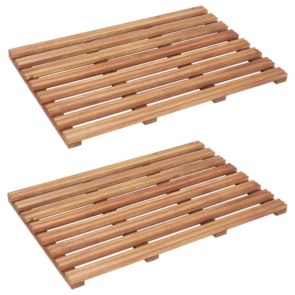 Berkfield Bath Mats 2 pcs Solid Acacia Wood 56x37 cm