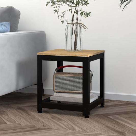 Berkfield Side Table Light Brown and Black 40x40x45 cm MDF and Iron