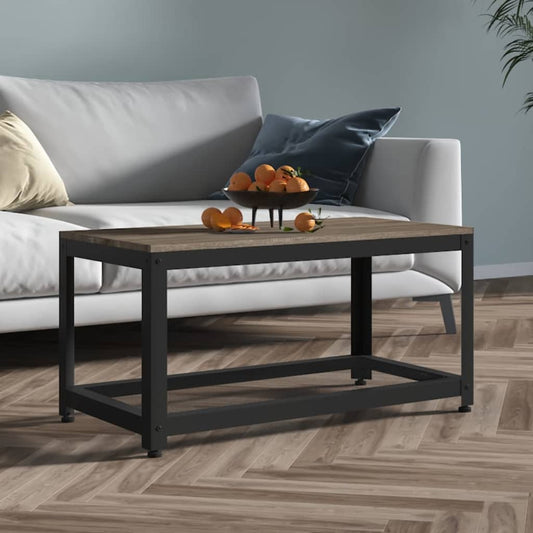 Berkfield Coffee Table Grey and Black 90x45x45 cm MDF and Iron