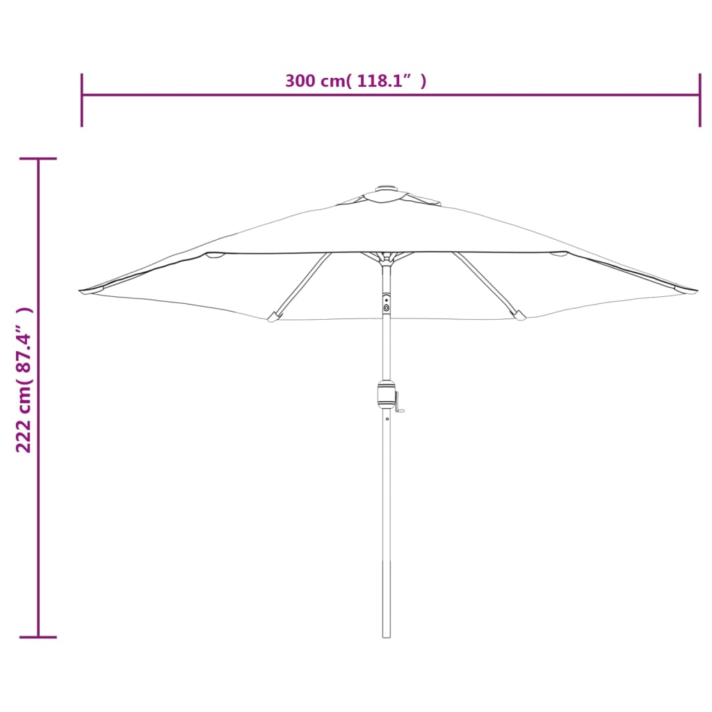 Berkfield Outdoor Parasol with Metal Pole 300 cm Black