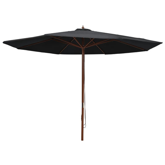 Berkfield Outdoor Parasol with Wooden Pole 350 cm Black