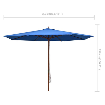 Berkfield Outdoor Parasol with Wooden Pole 350 cm Blue