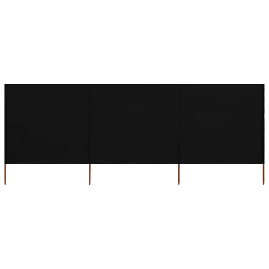 Berkfield 3-panel Wind Screen Fabric 400x120 cm Black