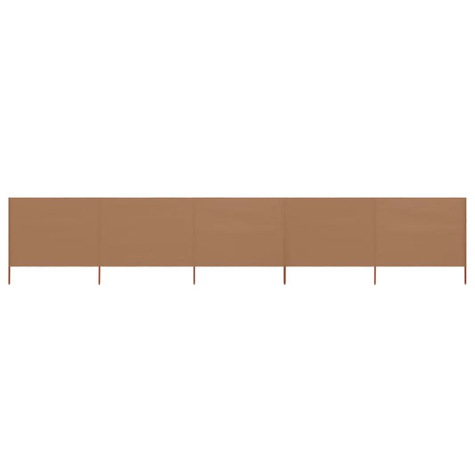 Berkfield 5-panel Wind Screen Fabric 600x80 cm Taupe