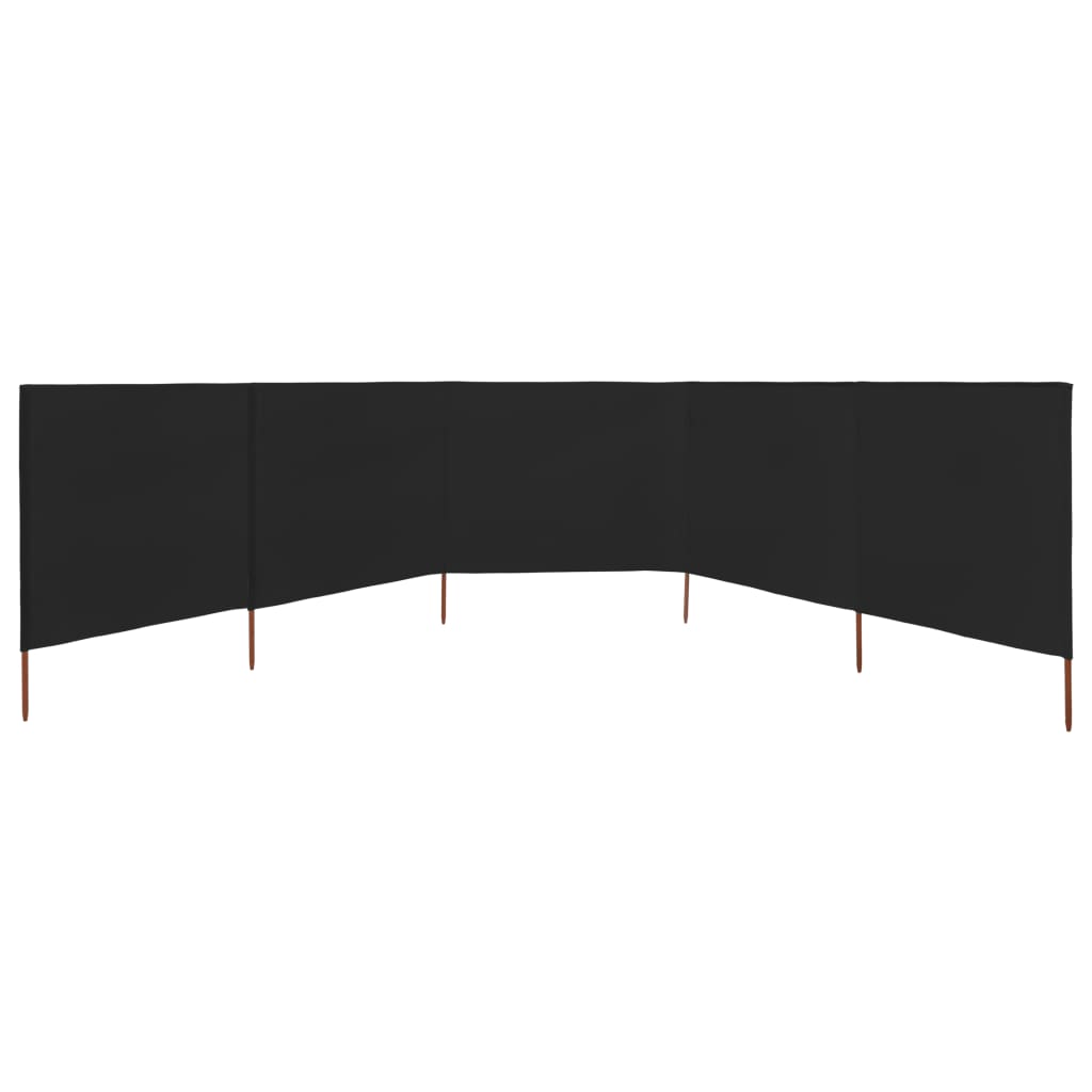 Berkfield 5-panel Wind Screen Fabric 600x120 cm Black