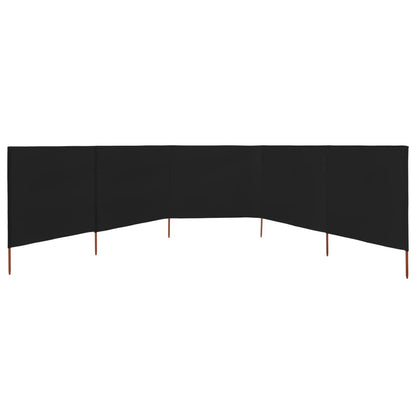 Berkfield 5-panel Wind Screen Fabric 600x120 cm Black