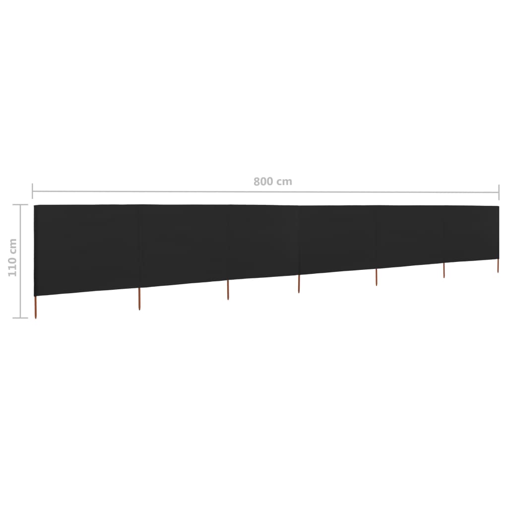 Berkfield 6-panel Wind Screen Fabric 800x80 cm Black