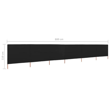 Berkfield 6-panel Wind Screen Fabric 800x80 cm Black