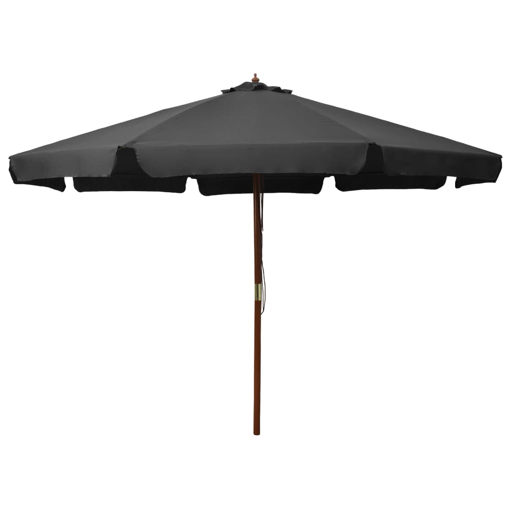 Berkfield Outdoor Parasol with Wooden Pole 330 cm Anthracite