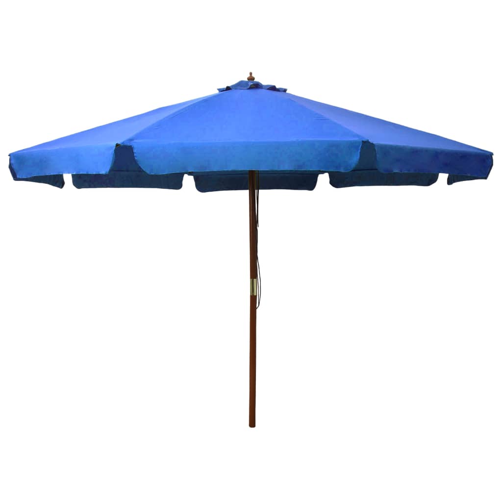 Berkfield Outdoor Parasol with Wooden Pole 330 cm Azure