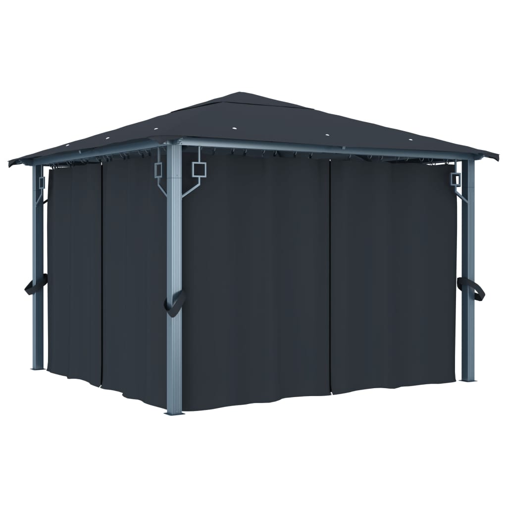 Berkfield Gazebo with Curtain 300x300 cm Anthracite Aluminium