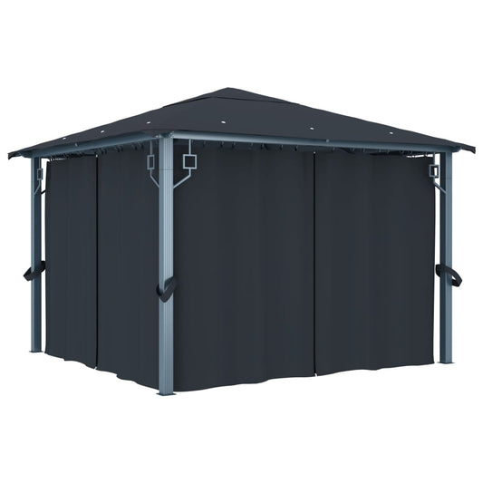 Berkfield Gazebo with Curtain 300x300 cm Anthracite Aluminium