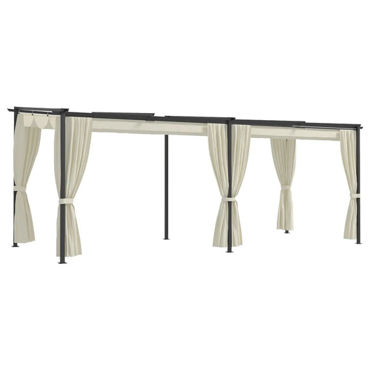 Berkfield Gazebo with Curtains 3x6 m Cream Steel