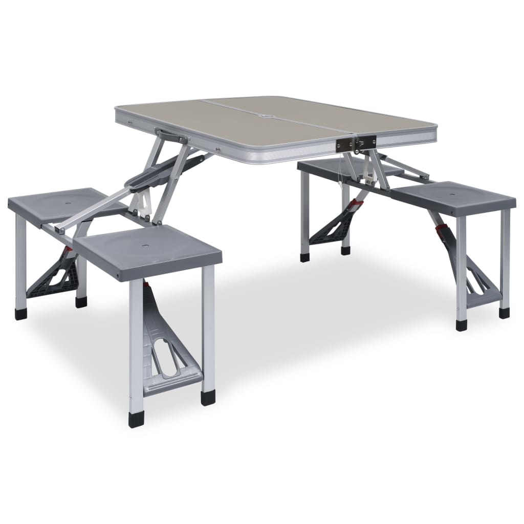Berkfield Folding Camping Table with 4 Seats Steel Aluminium