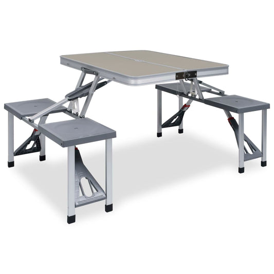 Berkfield Folding Camping Table with 4 Seats Steel Aluminium