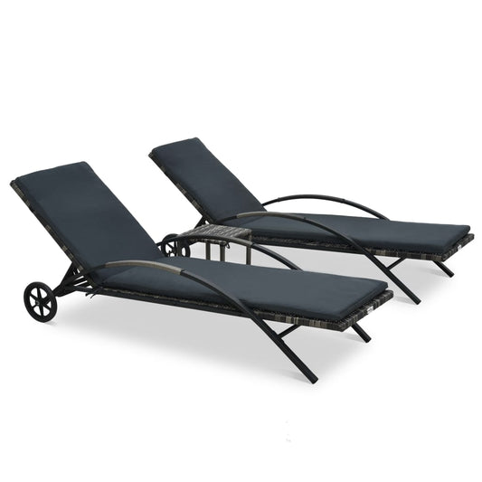 Berkfield Sun Loungers with Table Poly Rattan Anthracite