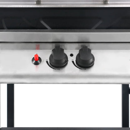 Berkfield Gas BBQ Grill with 3-layer Side Table Black and Silver