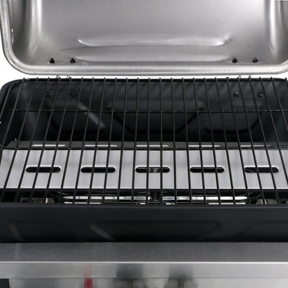 Berkfield Gas BBQ Grill with 3-layer Side Table Black and Silver