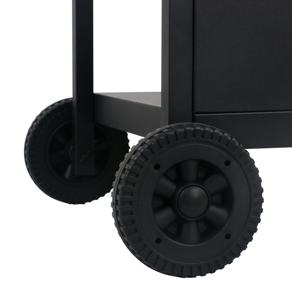 Berkfield Gas BBQ Grill with 3-layer Side Table Black and Silver