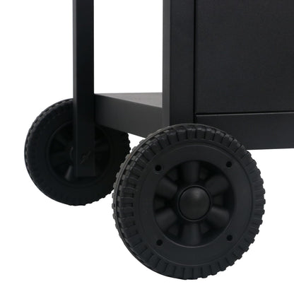 Berkfield Gas BBQ Grill with 3-layer Side Table Black and Silver
