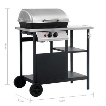 Berkfield Gas BBQ Grill with 3-layer Side Table Black and Silver